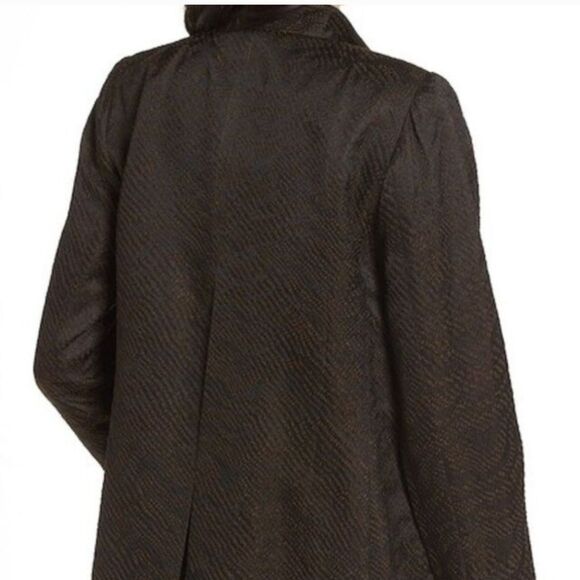 Eileen Fisher High Collar Jacket Silk Blend Jacquard Wave Size Brown Petite S - Picture 10 of 12